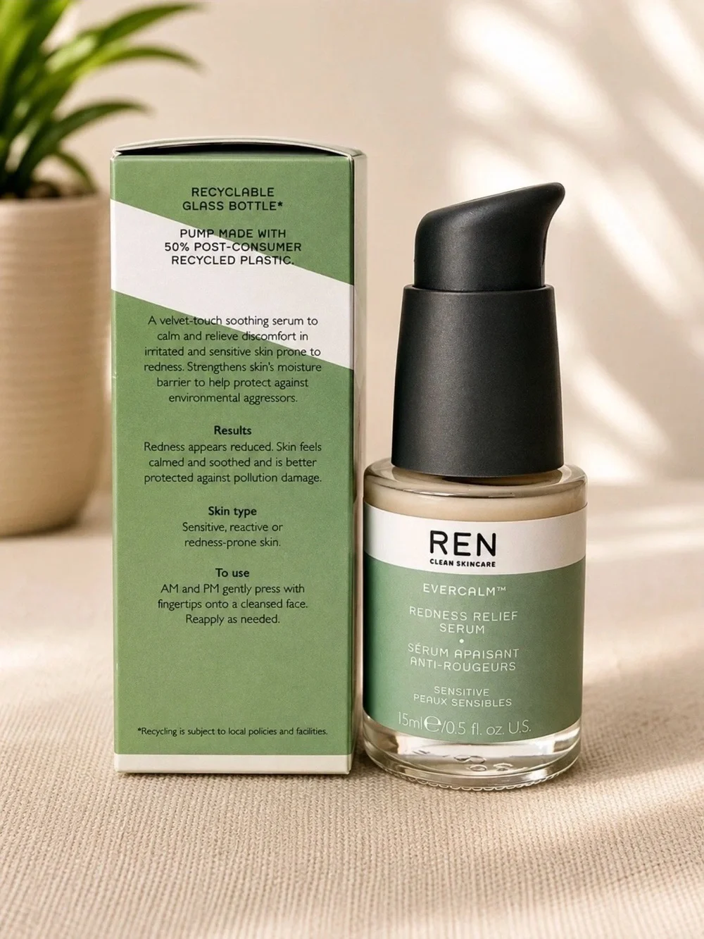 REN Clean Skincare Evercalm Redness Relief Serum 0.5 Oz 15 ml Sensitive Skin